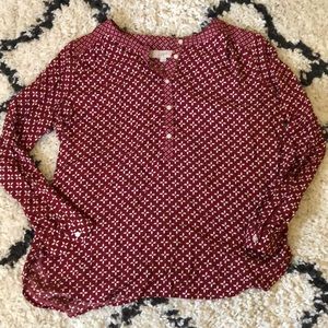 LOFT Red Patterned Blouse